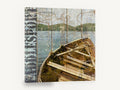 Weathered Lake Rowboat, rustic rowboat lake typography, landscape canvas wall art print ready to hang