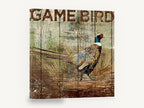 Rustic Ring-Necked Pheasant, pheasant rustic timber sign illustration, animal canvas wall art print ready to hang