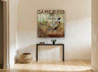 Rustic Ring-Necked Pheasant animal canvas print on the wall of a hallway