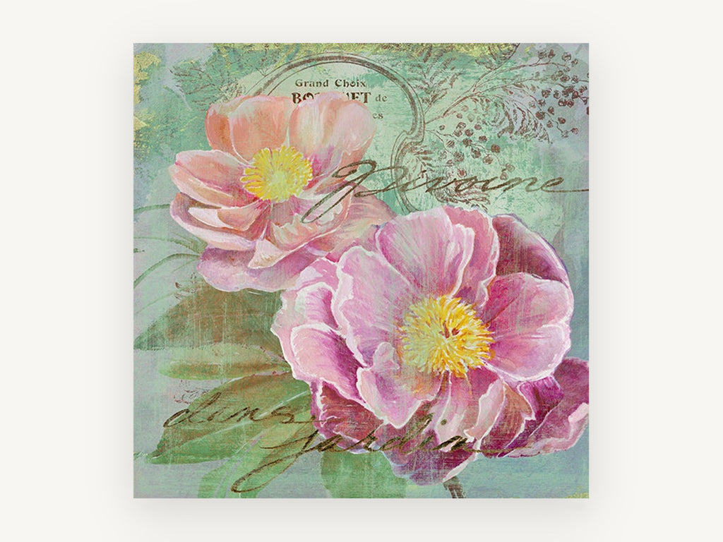 Peonies in the Garden, floral canvas wall art print, front view