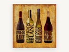 Four Wine Varietals, kitchen canvas wall art print, front view