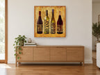 Four Wine Varietals kitchen canvas print on the wall of a living room above a sideboard