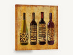 Four Varietals Lineup, wine bottles typography kitchen, kitchen canvas wall art print ready to hang