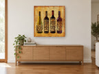 Four Varietals Lineup kitchen canvas print on the wall of a living room above a sideboard
