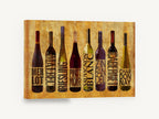 Cellar Lineup, wine bottles varietal typography kitchen, kitchen canvas wall art print ready to hang