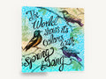 Spring Song Birds, spring song bird typography illustration, animal canvas wall art print ready to hang