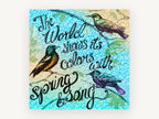 Spring Song Birds, spring song bird typography illustration, animal canvas wall art print, front view