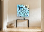 Faith Has Wings animal canvas print on the wall of a hallway
