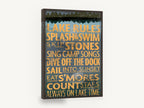 Lake Time Typography, lake rules typography sign, landscape canvas wall art print ready to hang