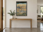 Lake Time Typography landscape canvas print on the wall of a entry hall