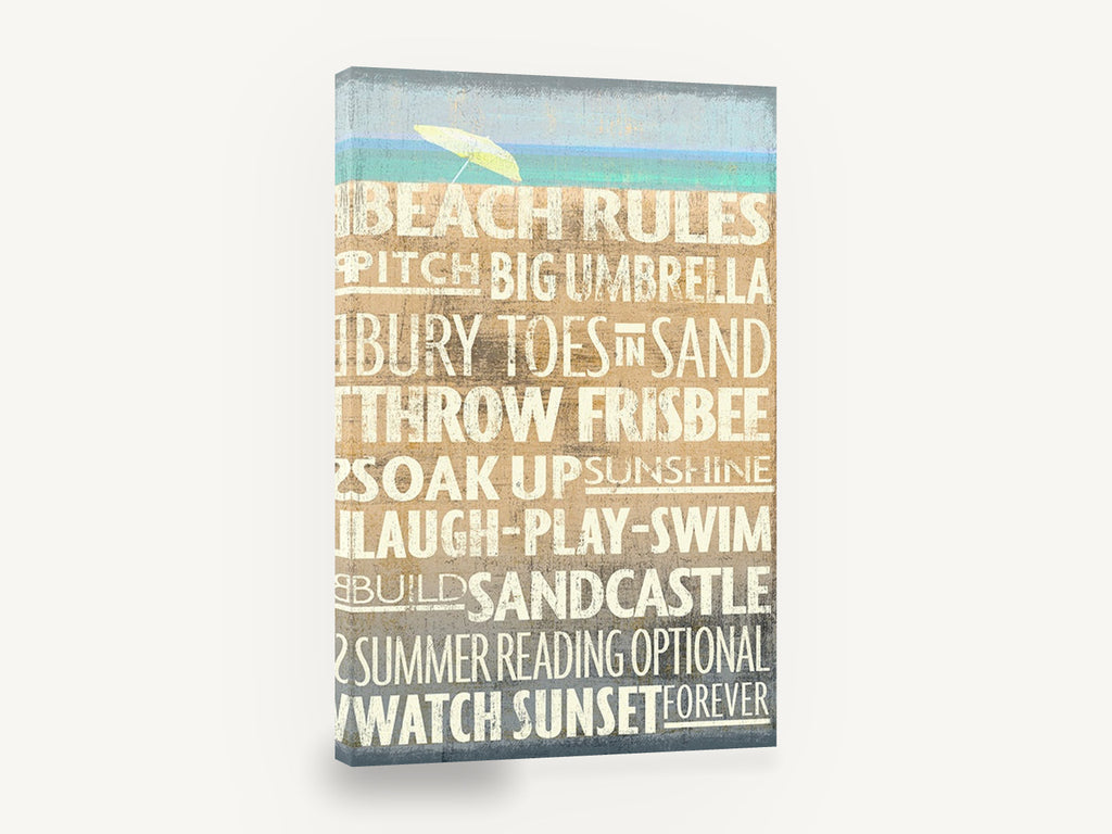 Beach Day Rules, beach rules typography wall art, coastal canvas wall art print ready to hang