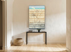 Beach Day Rules coastal canvas print on the wall of a hallway