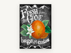 Orange Grove Chalkboard, floral canvas wall art print, front view