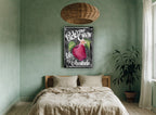Apple Orchard Chalkboard floral canvas print on the wall of a bedroom