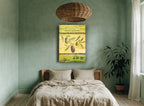 Tuscan Olive Branch floral canvas print on the wall of a bedroom