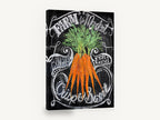 Farm Market Carrots, carrots chalkboard farm market sign, floral canvas wall art print ready to hang