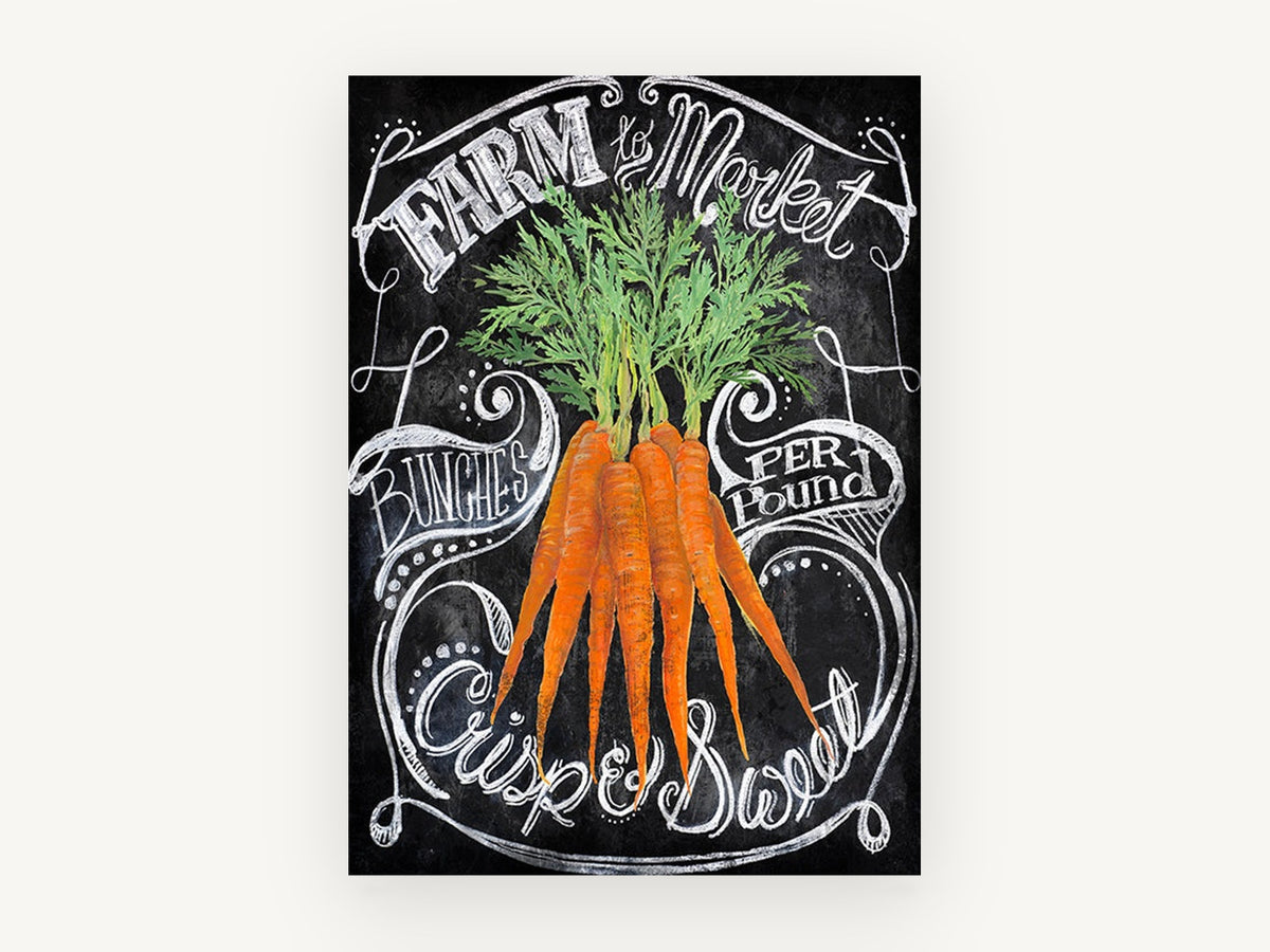 Farm Market Carrots, floral canvas wall art print, front view