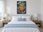 Farm Market Carrots floral canvas print on the wall of a coastal bedroom