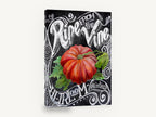 Ripe Heirloom Chalkboard, heirloom tomato chalkboard typography, floral canvas wall art print ready to hang