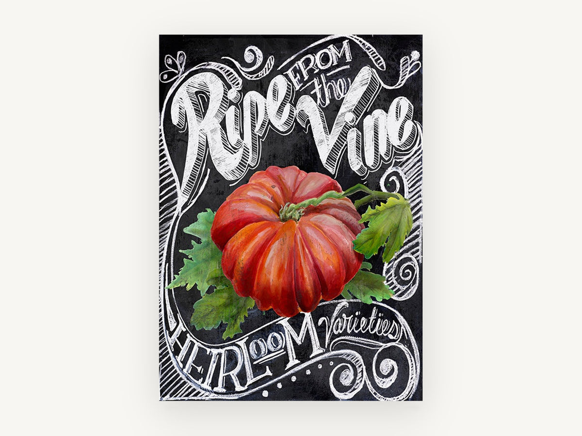 Ripe Heirloom Chalkboard, floral canvas wall art print, front view
