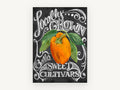 Chalkboard Orange Capsicum, floral canvas wall art print, front view