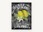 Lemon Chalkboard Sign, floral canvas wall art print, front view