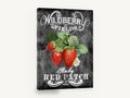 Wildberry Chalkboard Strawberries, strawberry chalkboard sign typography, floral canvas wall art print ready to hang