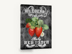 Wildberry Chalkboard Strawberries, strawberry chalkboard sign typography, floral canvas wall art print ready to hang