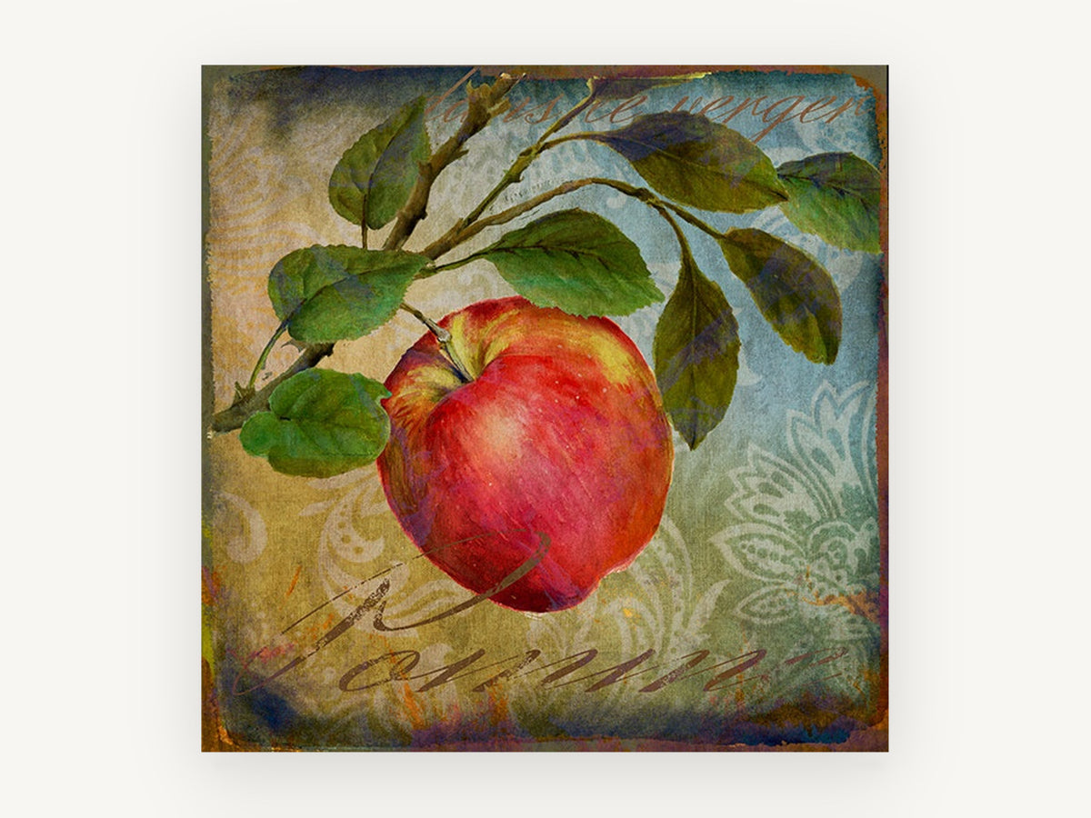 Orchard Apple Pomme, kitchen canvas wall art print, front view