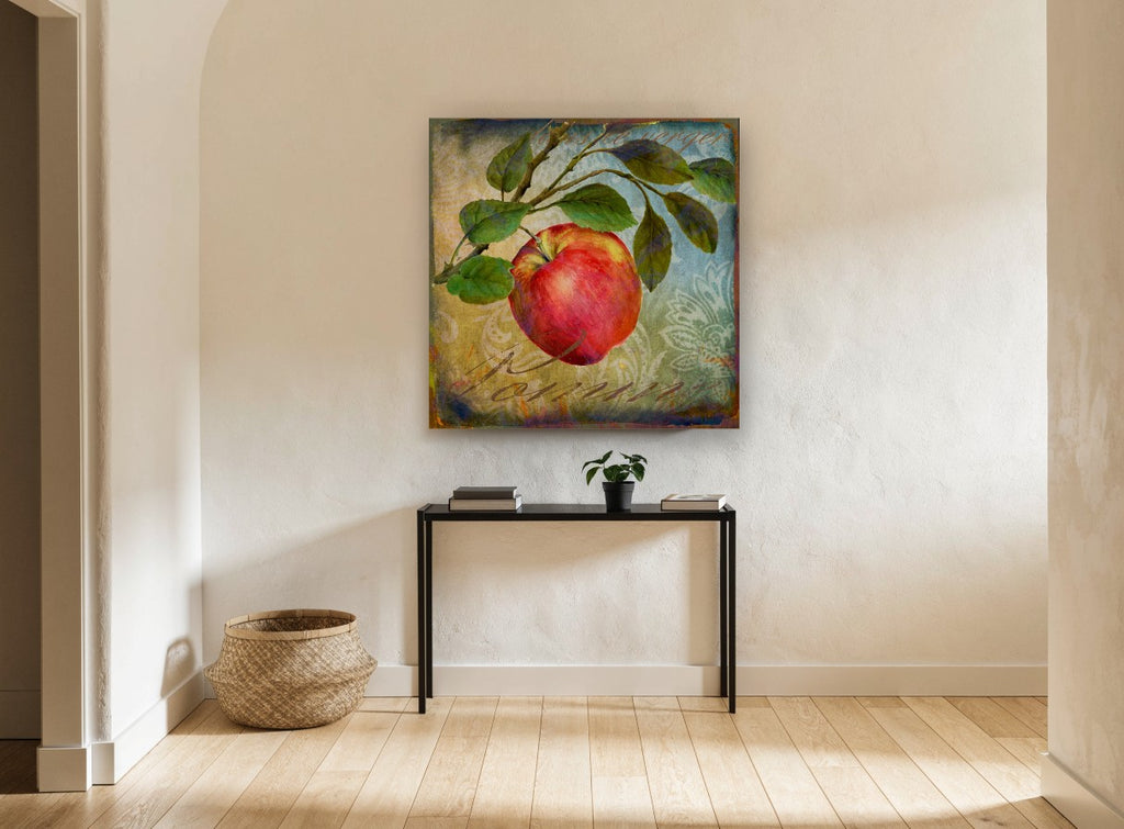 Orchard Apple Pomme kitchen canvas print on the wall of a hallway