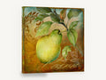 Grove Pear Damask, green pear branch botanical kitchen, kitchen canvas wall art print ready to hang