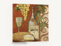 Tuscan Wine Tasting, vintage white wine and cheese, stretched canvas wall art print ready to hang