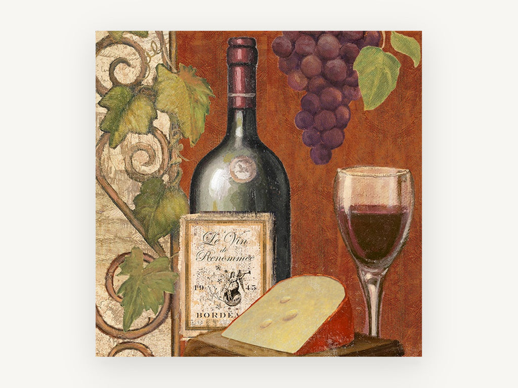Le Vin de Renommée, vintage canvas wall art print, front view