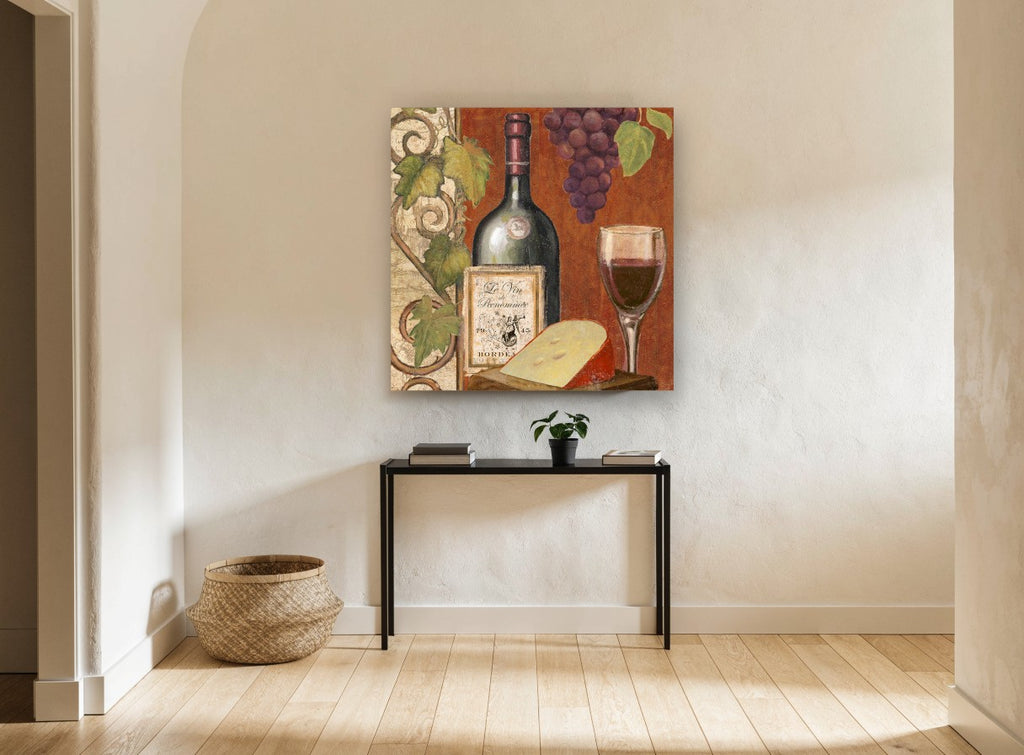 Le Vin de Renommée vintage canvas print on the wall of a hallway
