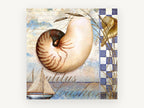 Nautilus Shell Collage, coastal canvas wall art print, front view