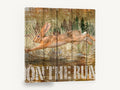 Hare On The Run, rustic leaping hare wood sign, stretched canvas wall art print ready to hang