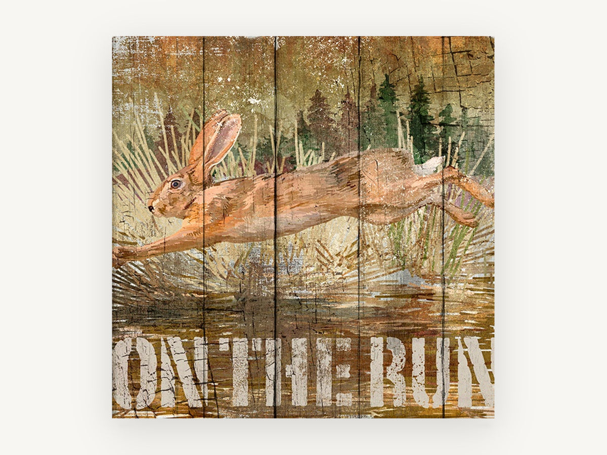 Hare On The Run, vintage canvas wall art print, front view