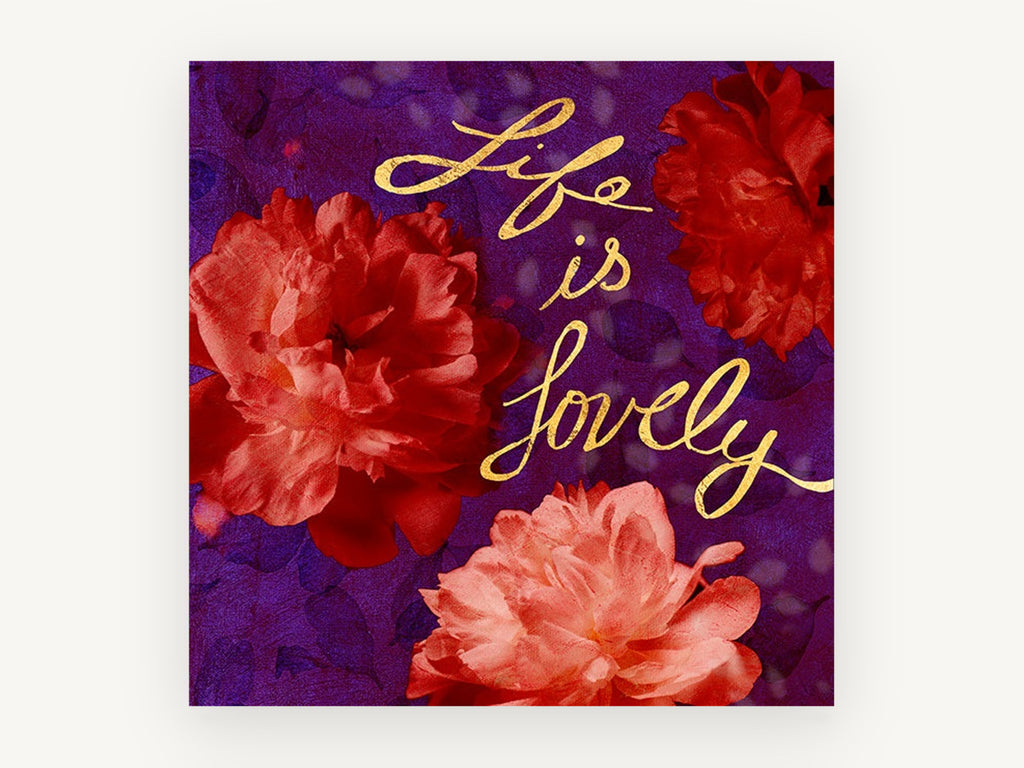 Lovely Peonies on Plum, floral canvas wall art print, front view