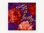 Lovely Peonies on Plum, floral canvas wall art print, front view