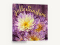 Purple Chrysanthemum Sunshine, purple chrysanthemum hello sunshine typography, floral canvas wall art print ready to hang