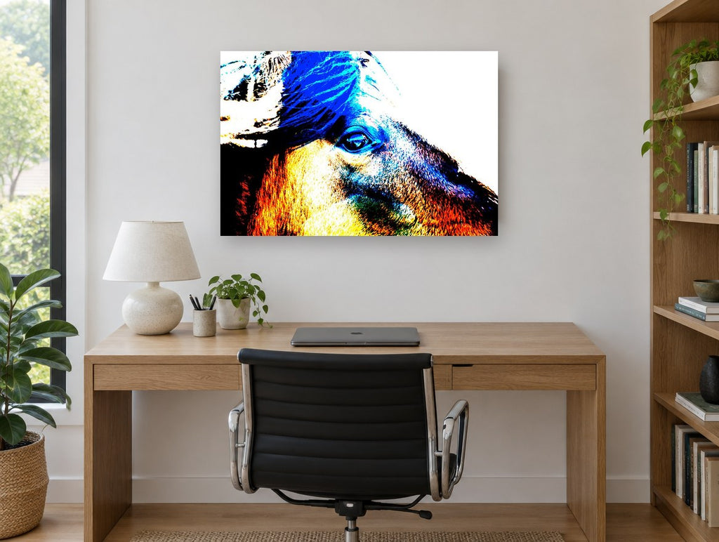 Electric Horse Profile animal canvas print on the wall of a study