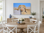Curl Horn Ram animal canvas print on the wall of a Hamptons dining room