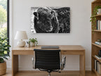 Frosted Bull Portrait animal canvas print on the wall of a study