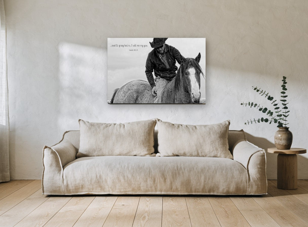 Carried By Grace animal canvas print on the wall of a living room
