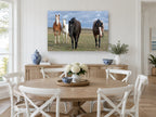 Four Across the Plain landscape canvas print on the wall of a Hamptons dining room
