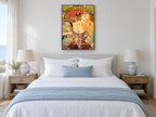 Oktoberfest Harvest Maiden floral canvas print on the wall of a coastal bedroom