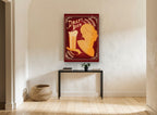 Art Deco Beer Lady kitchen canvas print on the wall of a hallway