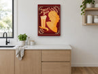 Art Deco Beer Lady kitchen canvas print on the wall of a kitchen