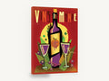 Vins Du Monde Poster, retro wine bottle poster kitchen, kitchen canvas wall art print ready to hang