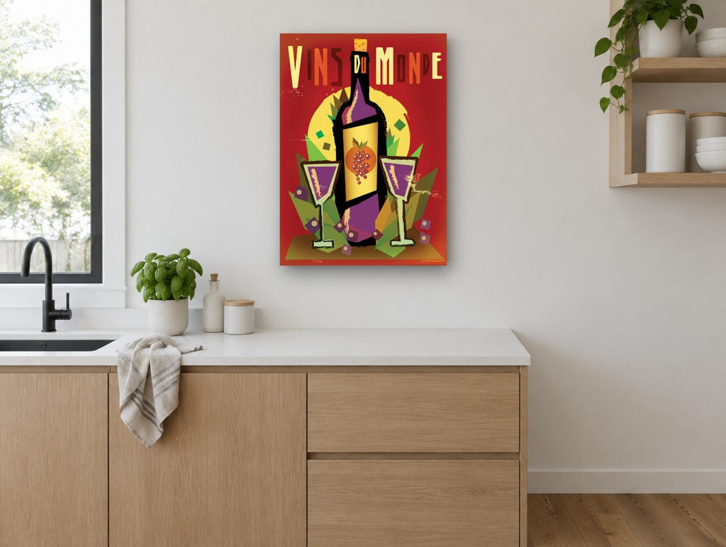 Vins Du Monde Poster kitchen canvas print on the wall of a kitchen